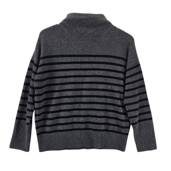 The Reset R Label Sweater Womens XS Wool Cashmere Gray Black Striped Mock Neck - Picture 1 of 10